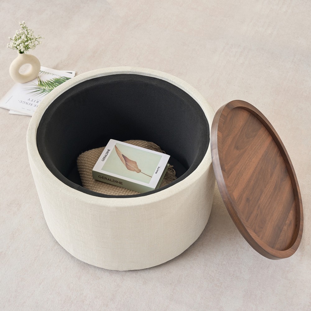 Ball & Cast Nesting Storage Coffee Table & Bench, Linen Upholstered Footstool