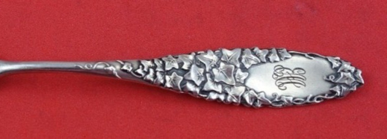 Tiffany and Co Sterling Silver Demitasse Spoon Gold Washed with Ivy Motif 4"