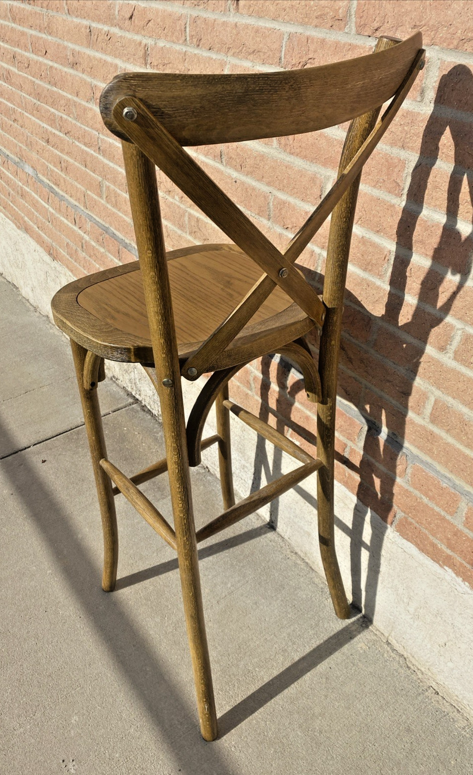 Bistro Style Cross Back Espresso Wood Restaurant Barstool