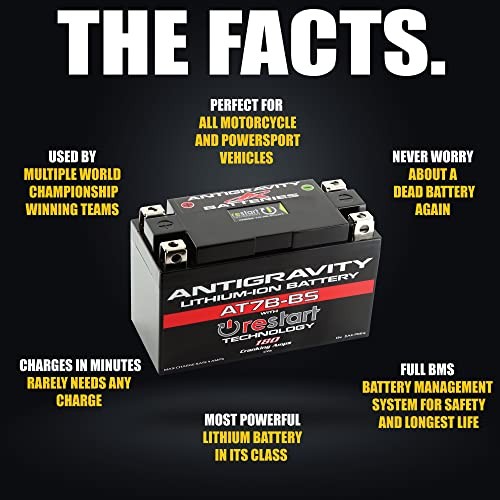 Antigravity AT7B Performance Lithium Motorcycle Powersport Battery with Built