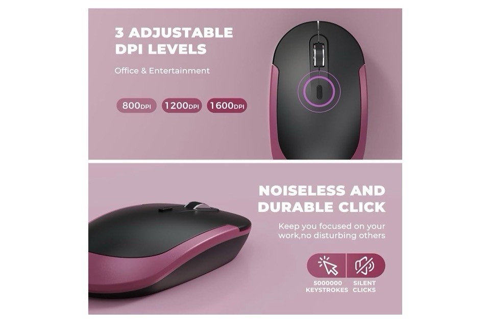 Wireless Keyboard Mouse Combo Rechargeable 2.4GHz Quiet Full-Size USB