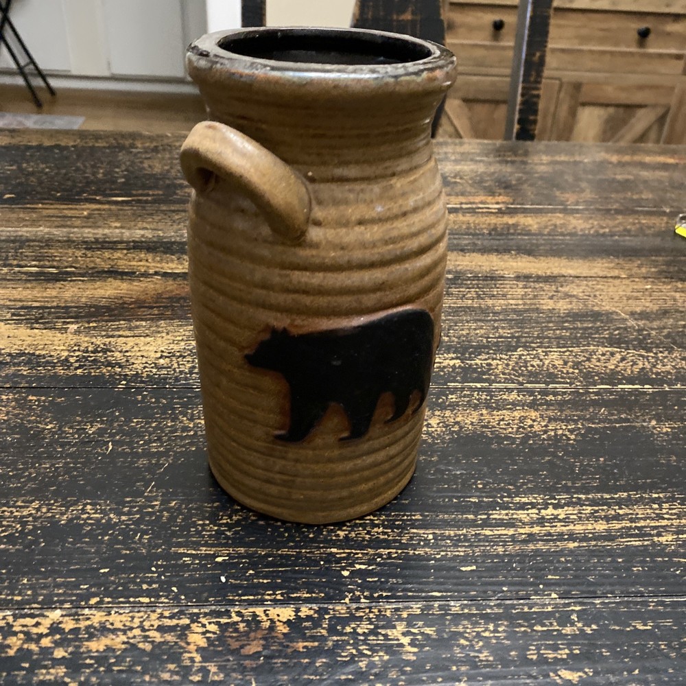 Ceramic two handled Bear And Baby Vase Pot