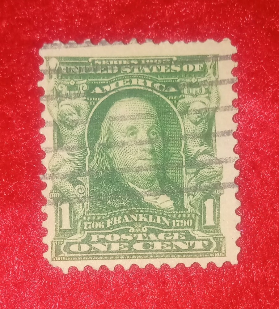 benjamin franklin 1cent stamp green
