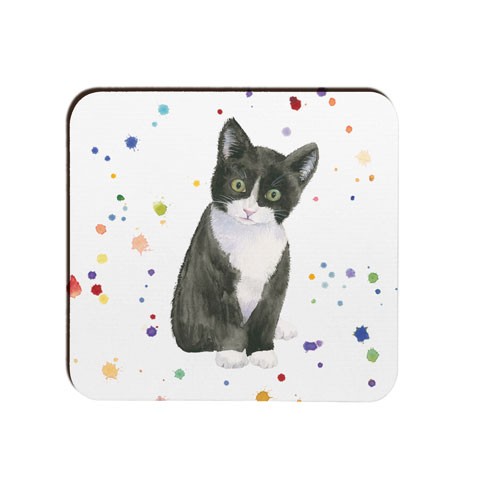 ArtyPenguin Black & White Cat Coaster - No Gift Box