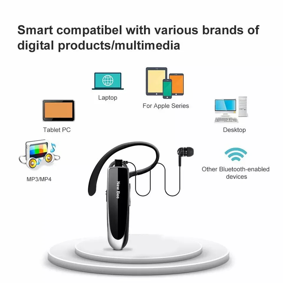 New Bee Bluetooth Headset Two Device Connection Handsfree driving Headset, Black