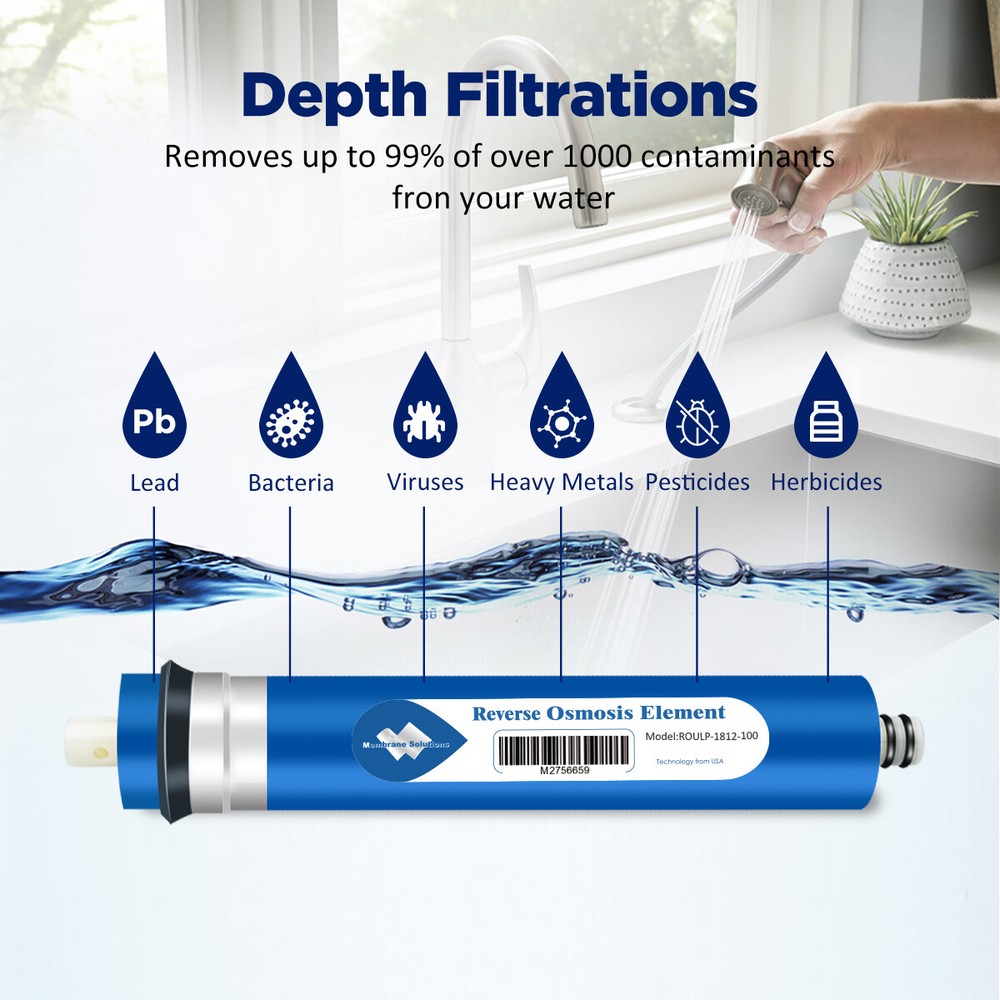 25 Pack 100 GPD RO Membrane Reverse Osmosis System Water Filter 1812 Replacement