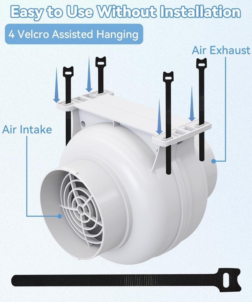 3.5 Inch Inline Duct Ventilation Fan 168 CFM with 2-Speed Controller, White