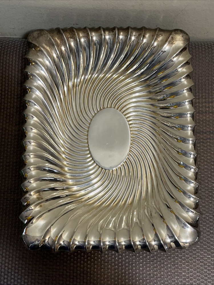 Vintage WILLIAM ADAMS Silver Plate Rectangular Footed Serving Dish 11”x 8.5”