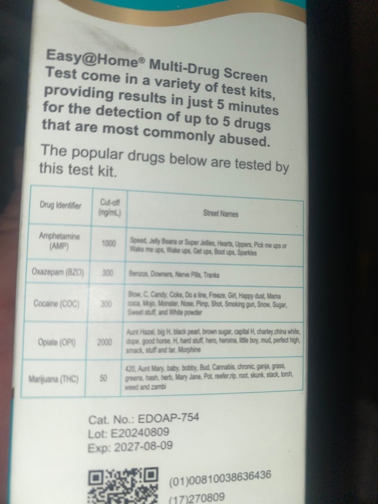 Easy Home Multi Drug Screen Test, Expires 8/27