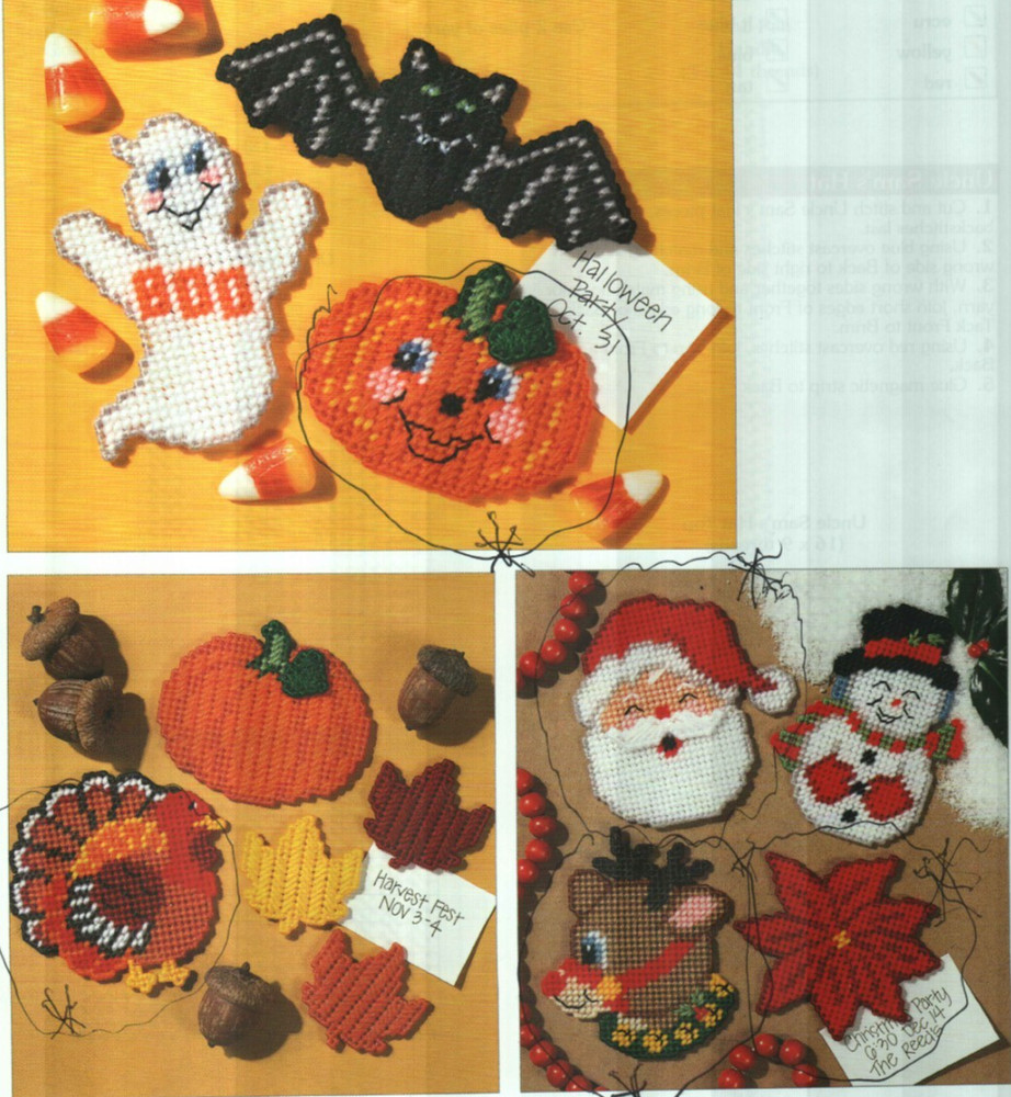 MAGNETS THRU THE YEAR CHRISTMAS HALLOWEEN EASTER PLASTIC CANVAS PATTERN BOOK