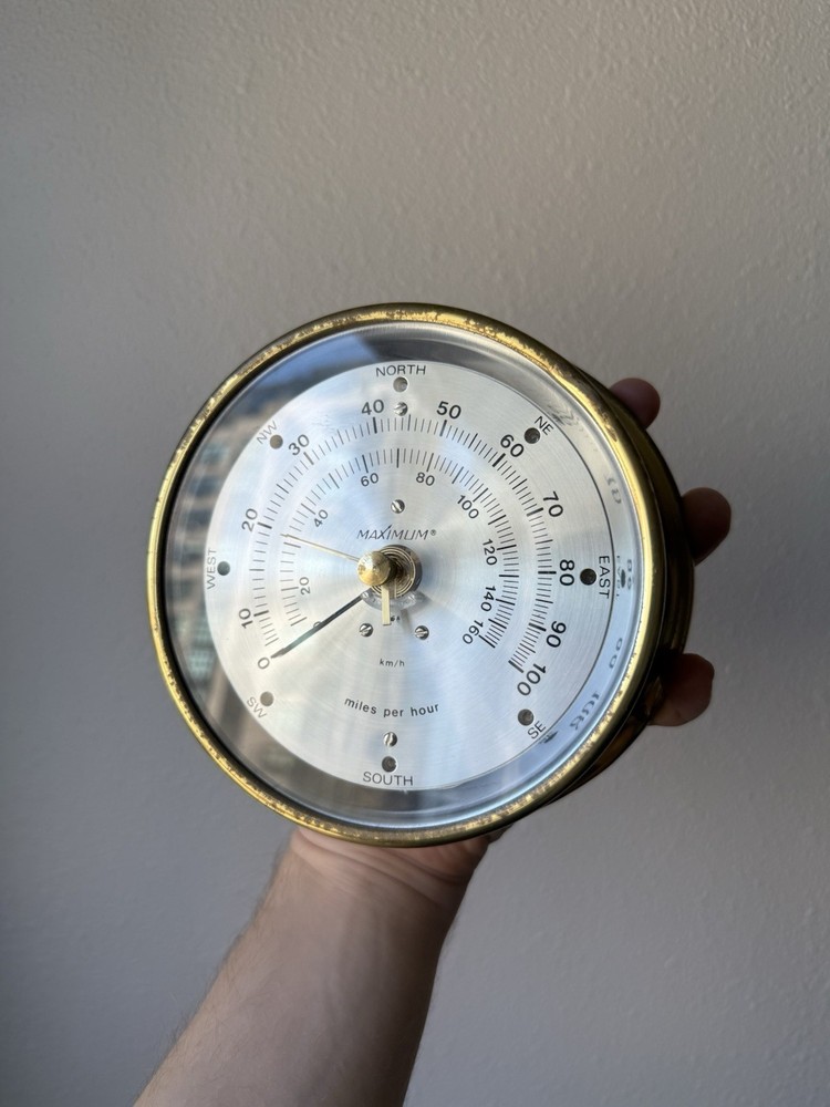 Maximum Inc. Brass Anemometer Instrument Maestro Wind Speed & Direction Gauge