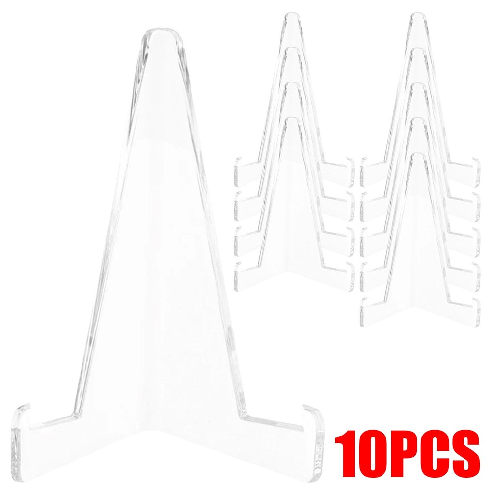 10 PCS Triangular Clear PS Display Stand Space-Saving Holder for Cards Coins New