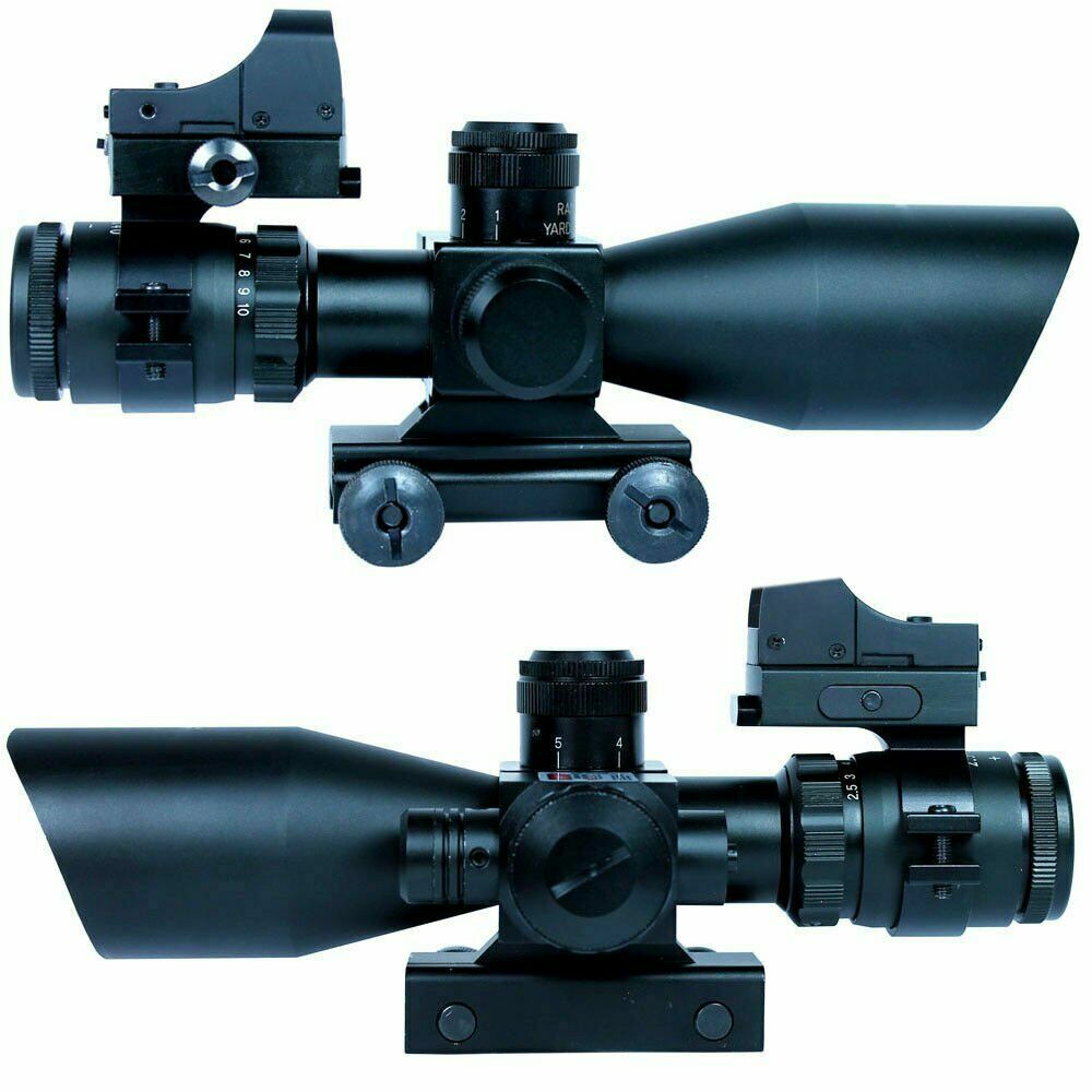 2.5-10X40 Rifle Scope with Red Laser & Mini Reflex 3 MOA Red Dot Sight