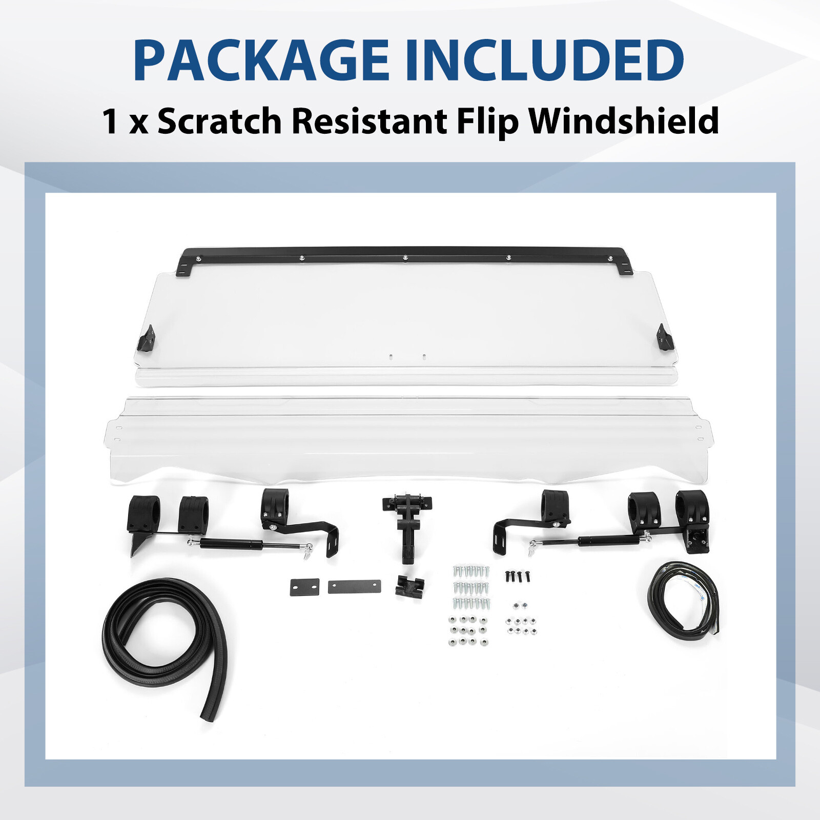 Folding Flip Windshield Scratch Resistant For Kawasaki Teryx 4 800/ 4 S ,2016-23