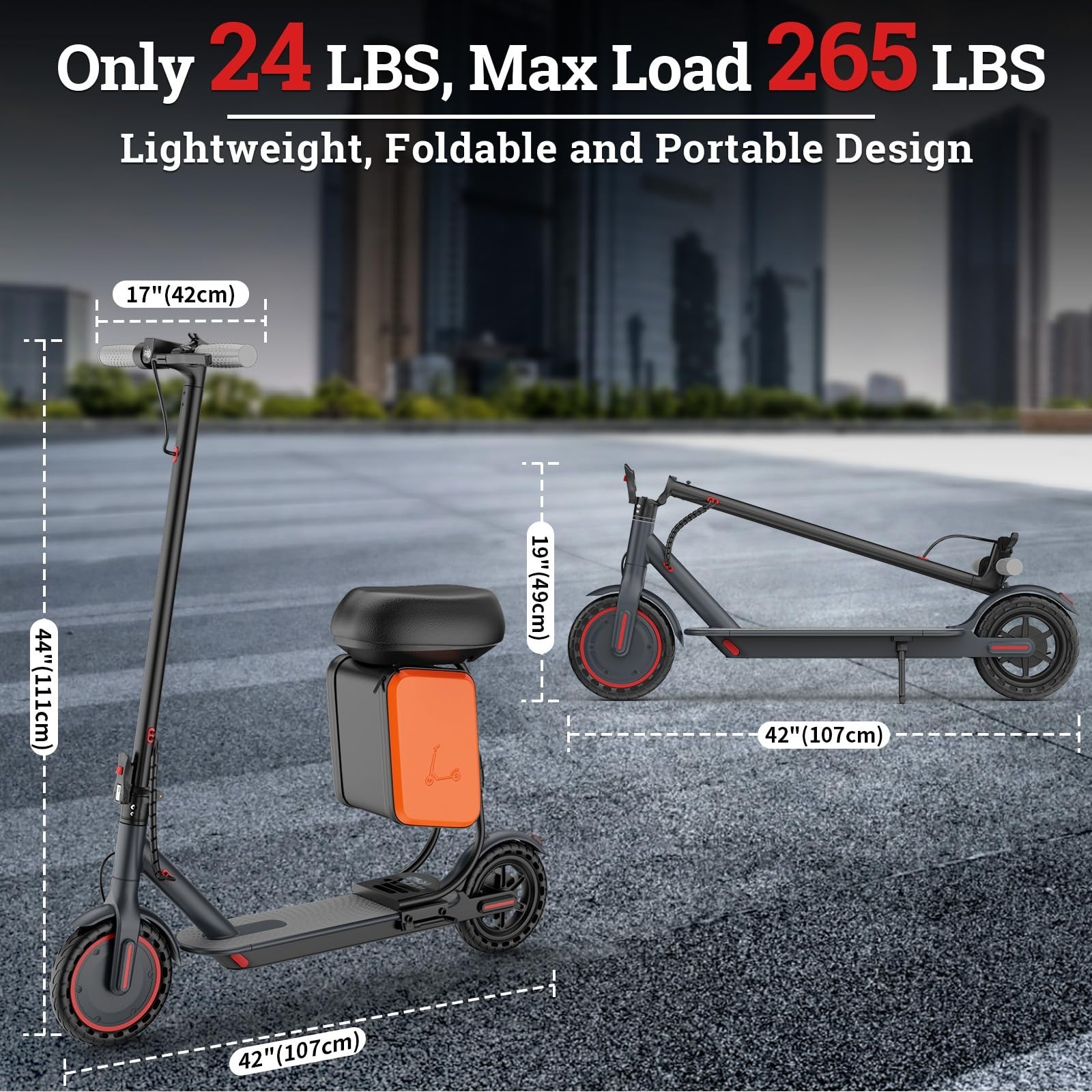 LADPED Electric Scooter with Seat for Adults 31KM/H Folding Commuter E-Scooter