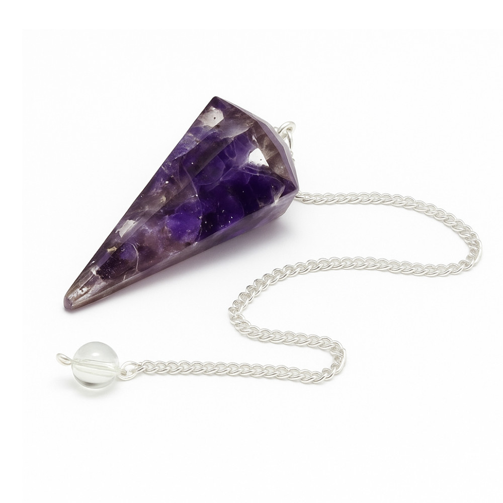 Amethyst Pendulum Dowser Orgone Gemstone Crystal EMF Protection Dowsing Point