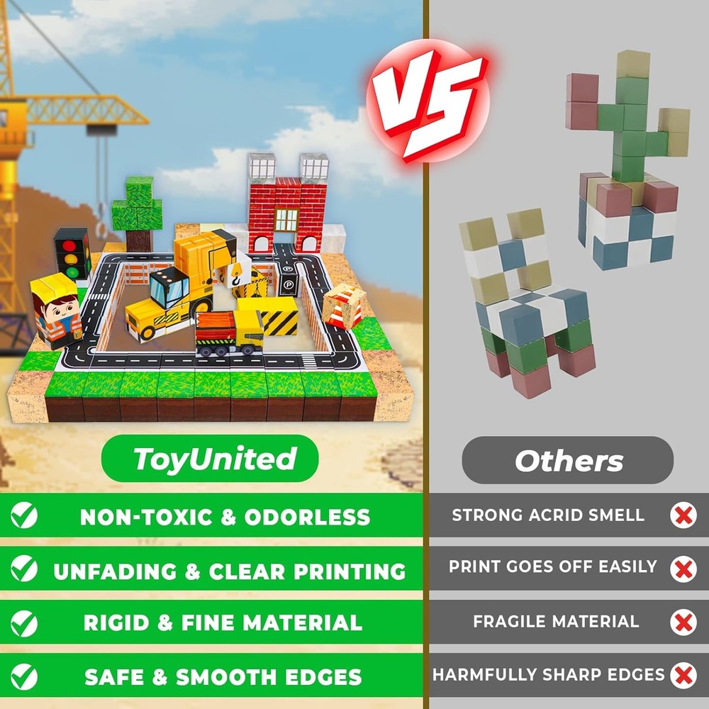 Magnetic Blocks - 100PCS Building Magnet Cubes Stacking...