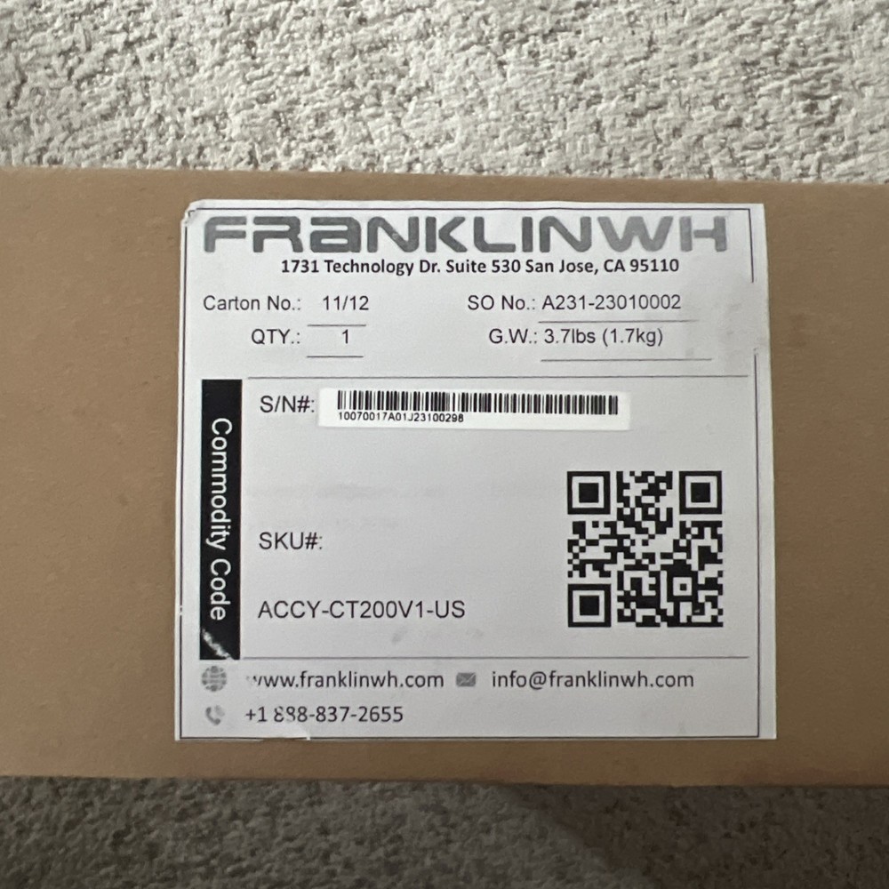 Franklin WH Split CT Kit Split Current Transformer Kit ￼ACCY-CT200V1-US