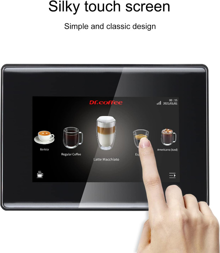 DR.COFFEE C12 Fully Automatic Espresso Machine with Touchscreen & 9 Grind Sizes