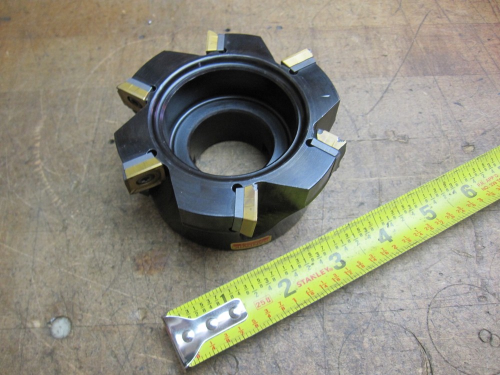 Sandvik 4" indexable 6 insert face shell milling cutter 1-1/2" arbor