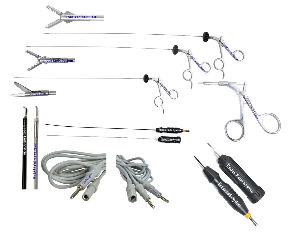 Hysteroscopy Rotatable Semi Rigid 5Fr Scissors 2 Graspers 2 Electrode Cable 7 Pc
