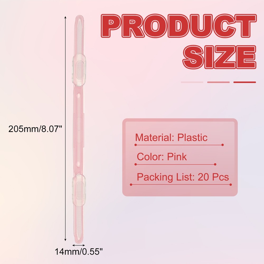 20Pcs Loose-Leaf Paper Binding Clamps, Pink Plastic Paper Organizer