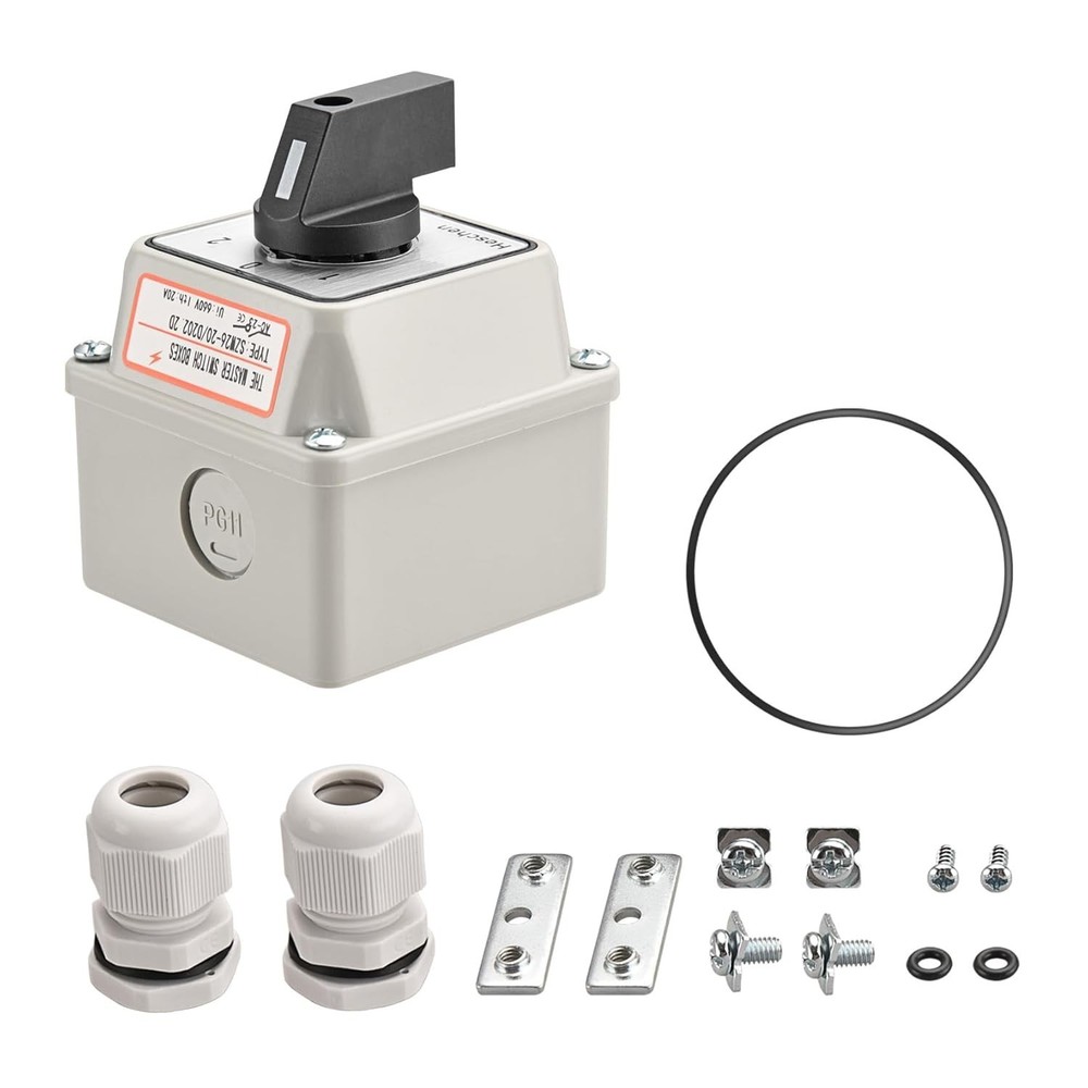 Waterproof 3 Position Rotary Switch - 660V 20A with 8 Terminals & Master Box