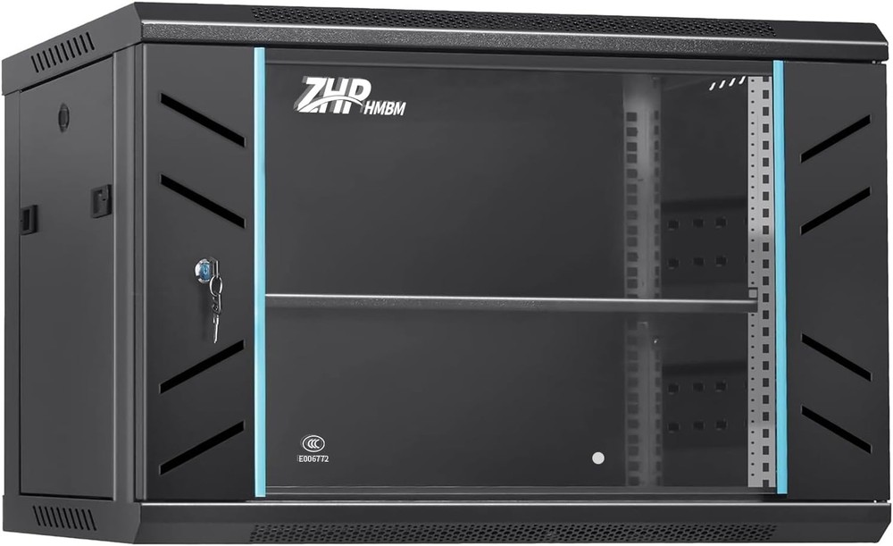 Server 6uRack Cabinet, Wall Mount Network Rack Enclosure Includes Locking Glass