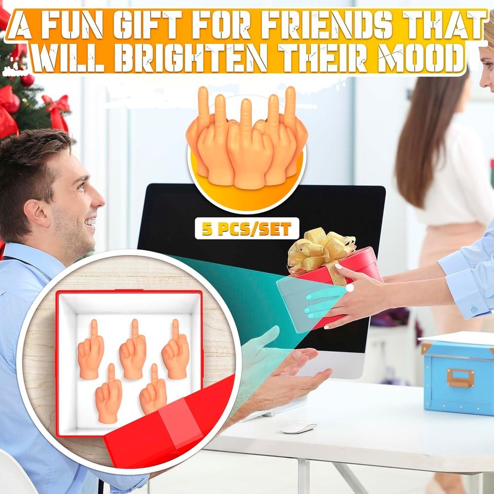 5 Pcs Amusing Mini Middle Finger Hands, Realistic Soft Rubber Finger Puppets ...