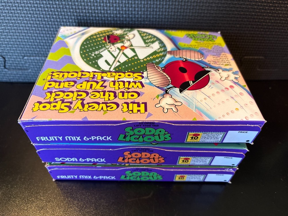 Soda Licious fruit snacks - 3 empty custom design display boxes
