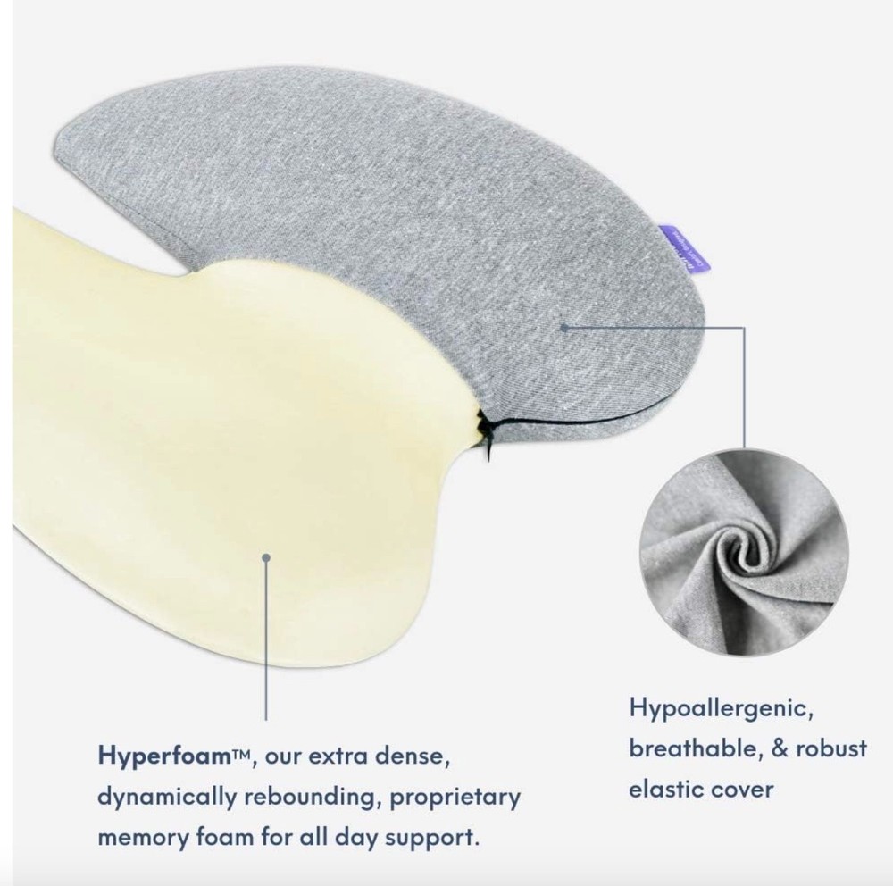 C CUSHION LAB Extra Dense Lumbar Pillow Patented Ergonomic Back Support, Gray