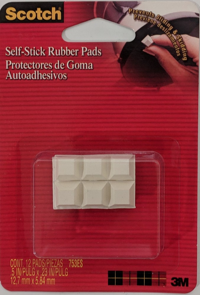 Scotch Self-Stick Square Rubber Pads for Small Appliances, White, 12 Pads