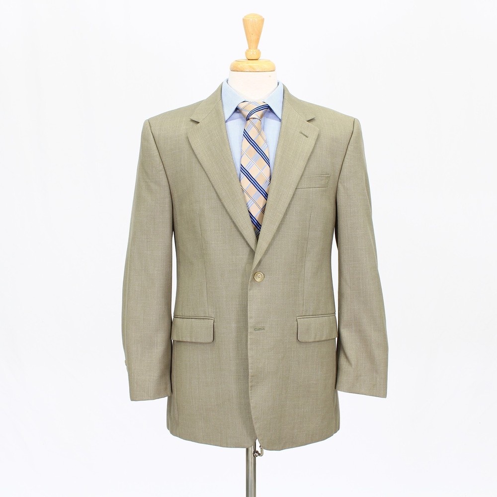 Chaps 40R Beige Sport Coat Blazer Jacket Solid 2B Polyester