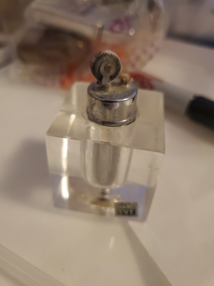 RICE JAPAN CLEAR HAND CUT GLASS FACETED TABLE