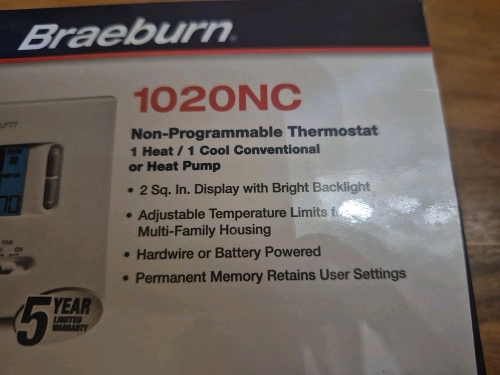 Braeburn 1020NC Non-Programmable Thermostat