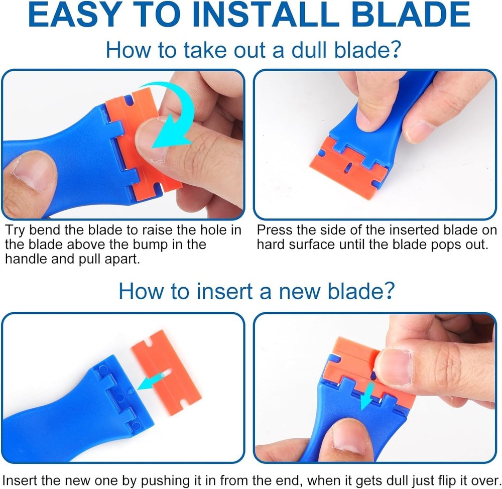 10 Pcs Razor Scraper with 100 Pcs Plastic Blades, Plastic Razor Blade Scraper...
