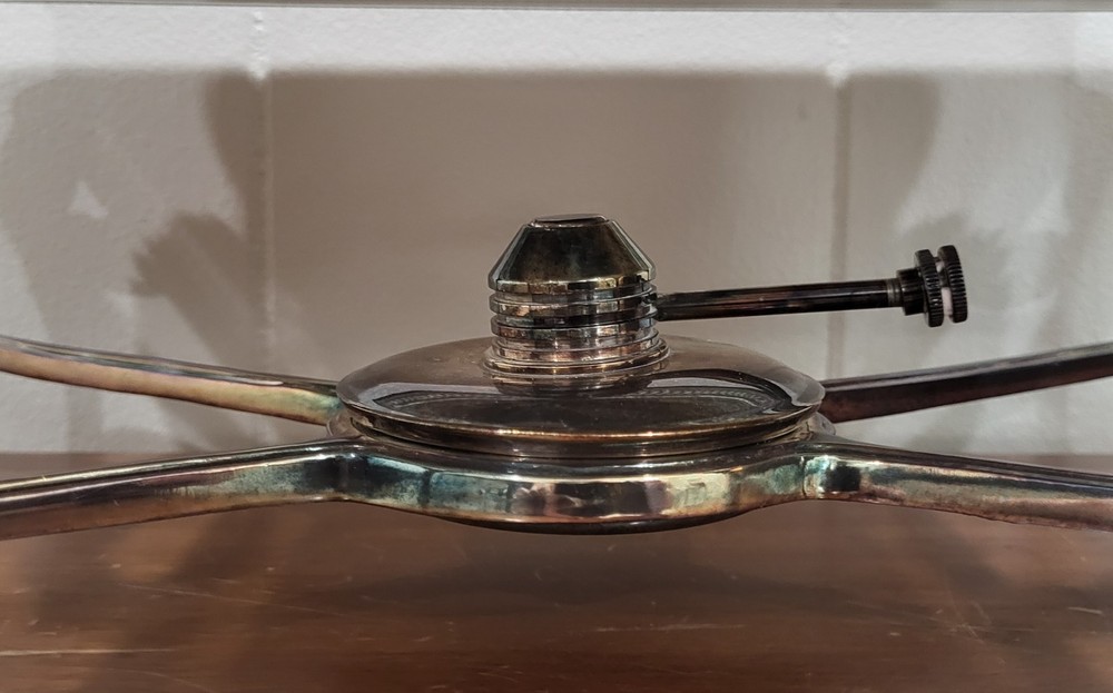 Vintage Silver Plated Casserole Chaffing Dish Server Pyrex Insert Sterno Heater