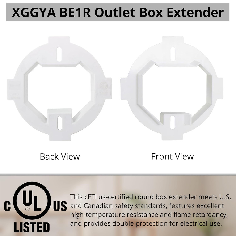 BE1R Outlet Box Extender, Cetlus Certified round Ceiling Box Extender, Extender