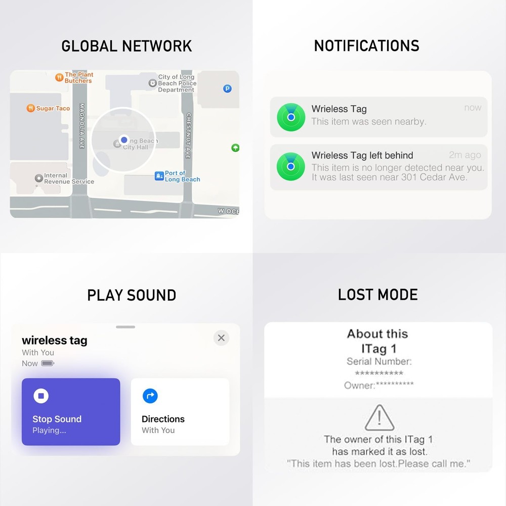 Air Tracker Tags-4 Pack | Smart Tracker Work with Apple Find My App(iOS Only)...