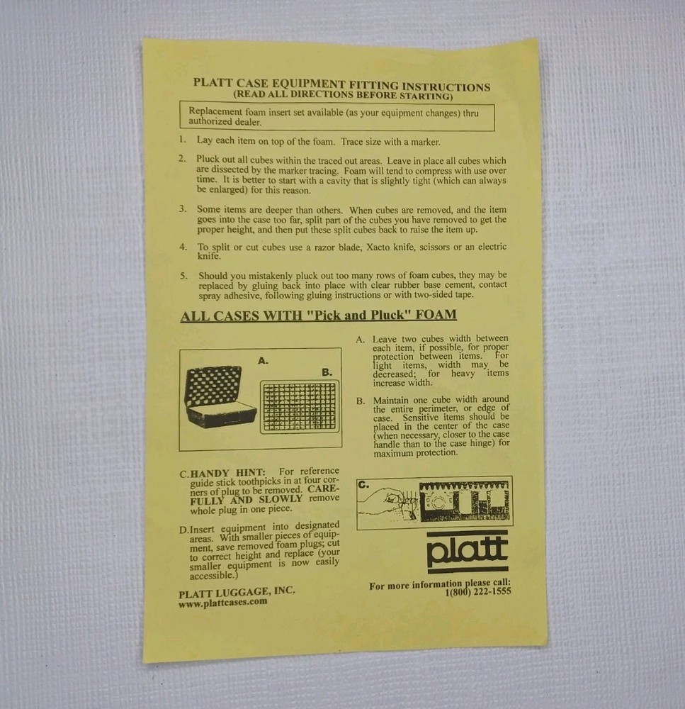 Platt 707 Black Plastic Hard Shell Case Pull Apart Foam Inside