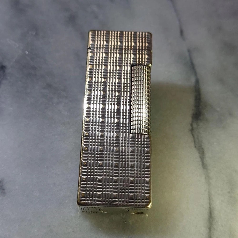 Vintage Dunhill Rolla gas lighter Silver lattice pattern working condition