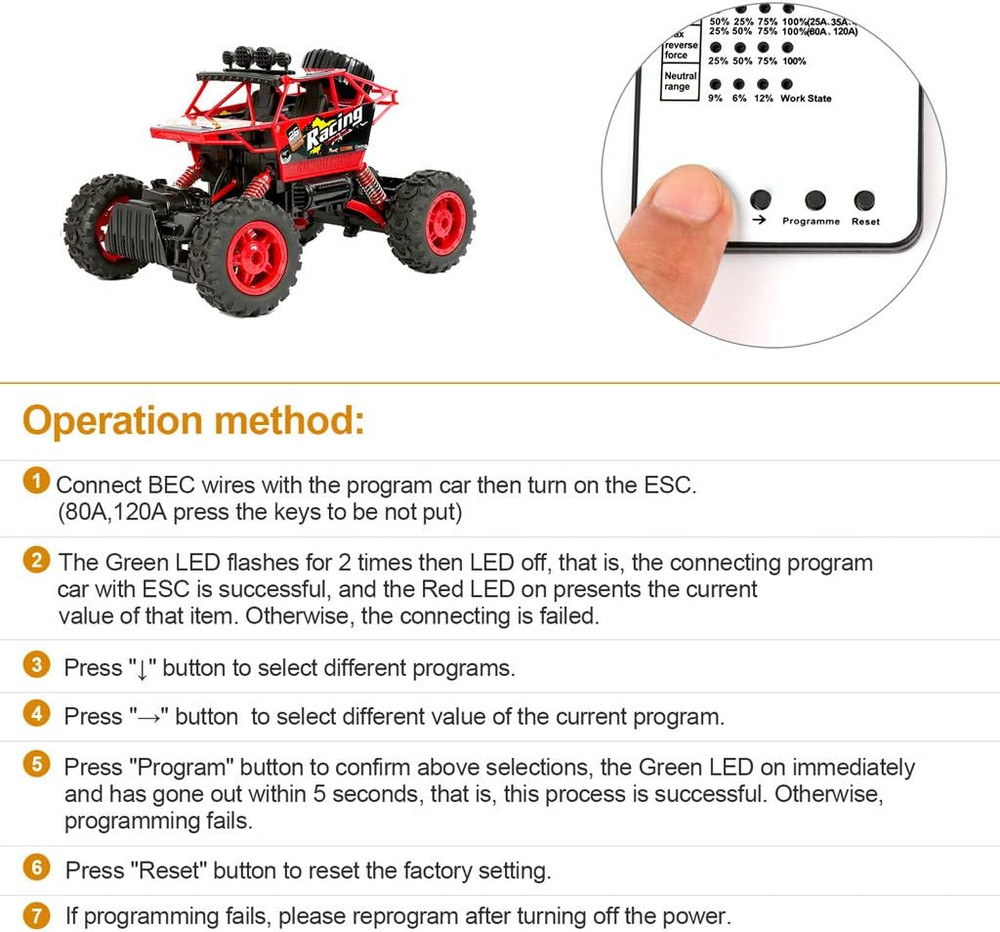Surpass Hobby Programming Card RC Car Electronic Speed Controller Programmer LED
