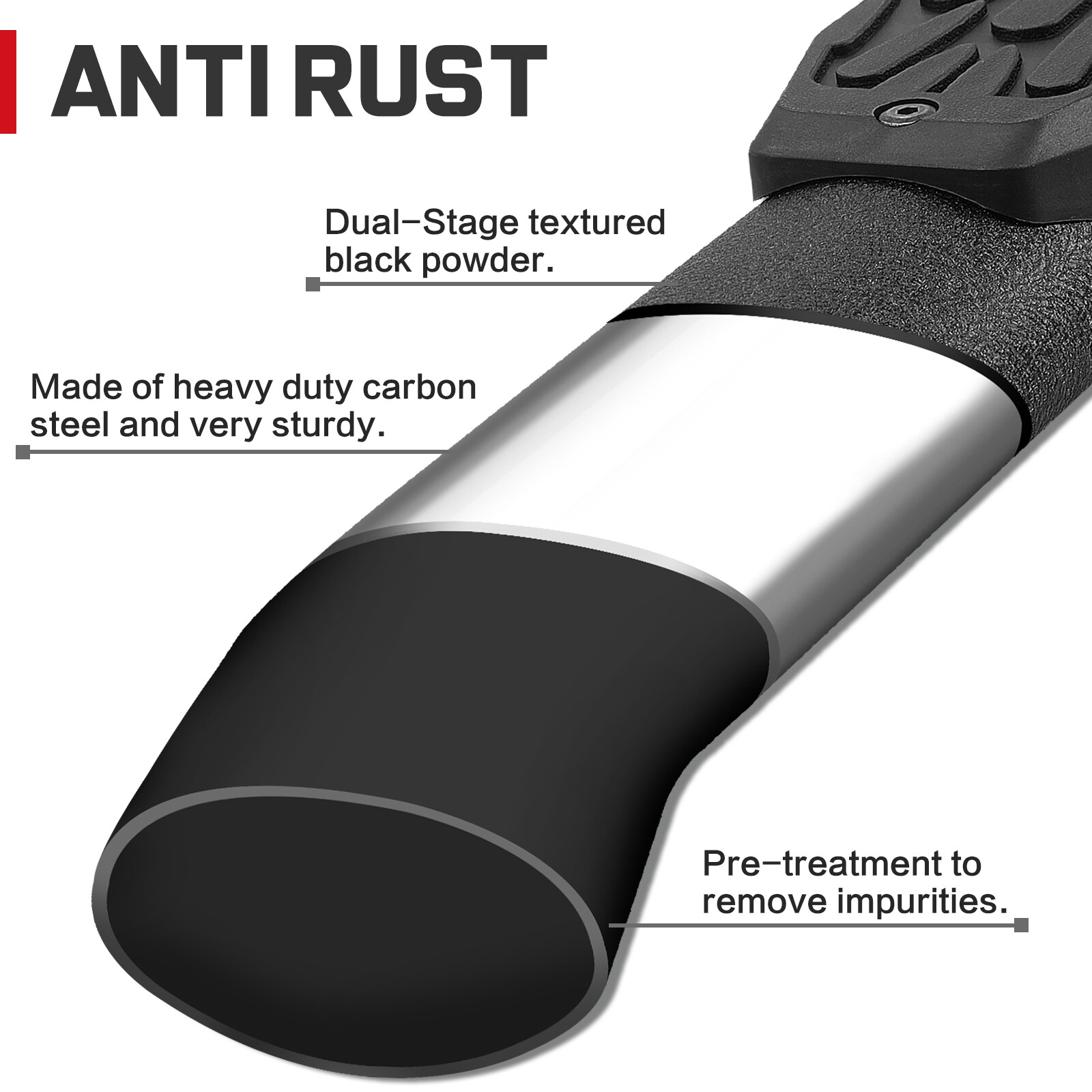 FOR 2009-2018 Dodge Ram 1500 Crew Cab Side Step Curved Running Board Nerf Bar