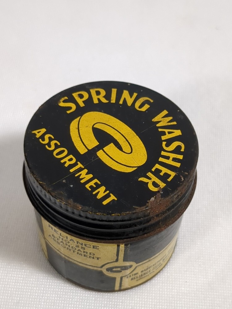 Reliance Spring Washer Cardboard And Tin Container Advertising Empty
