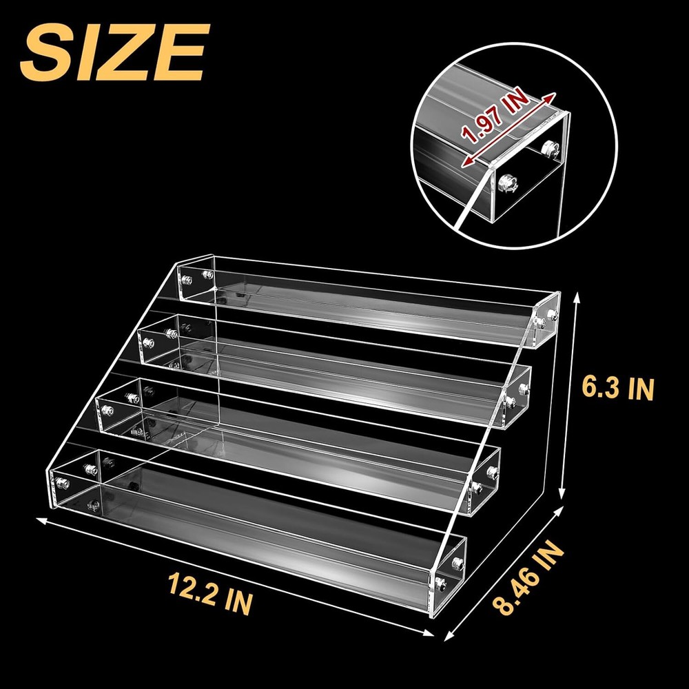 Acrylic Riser, 12inch 4 Tier Risers for Display Premium transparent