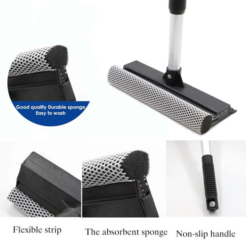 Handle Car Window Brush Double Surface Windshield Squeegee Scraper Wiper Cleaner