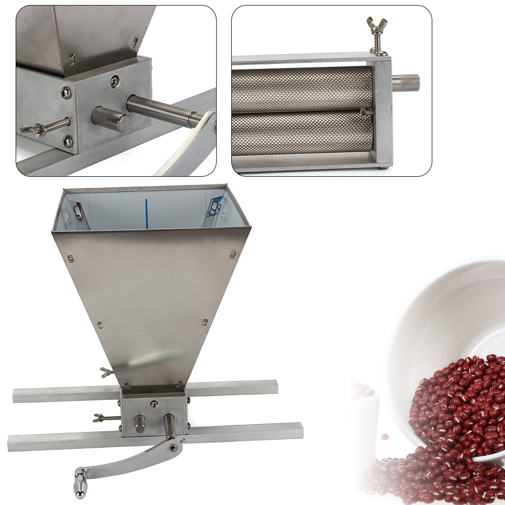 Manual Grain Mill Wheat Grinder Oat Feed Grinding Machine w/ 2 Rollers Stainless