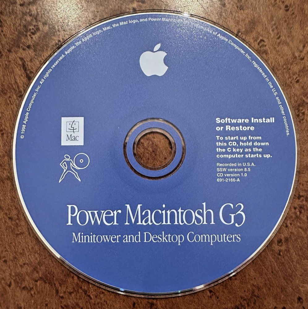 Apple Power Macintosh G3 Minitower - 8.5 OS 8 Software Install Restore CD - iMac
