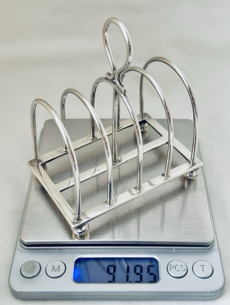 Antique Edwardian Scottish Solid Sterling Silver Toast Rack Edinburgh 1908