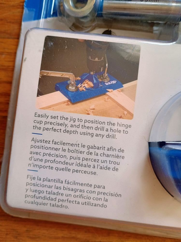 Kreg Concealed Hinge Jig Drill Guide Tool KHI-HINGE Euro Hinges Bit